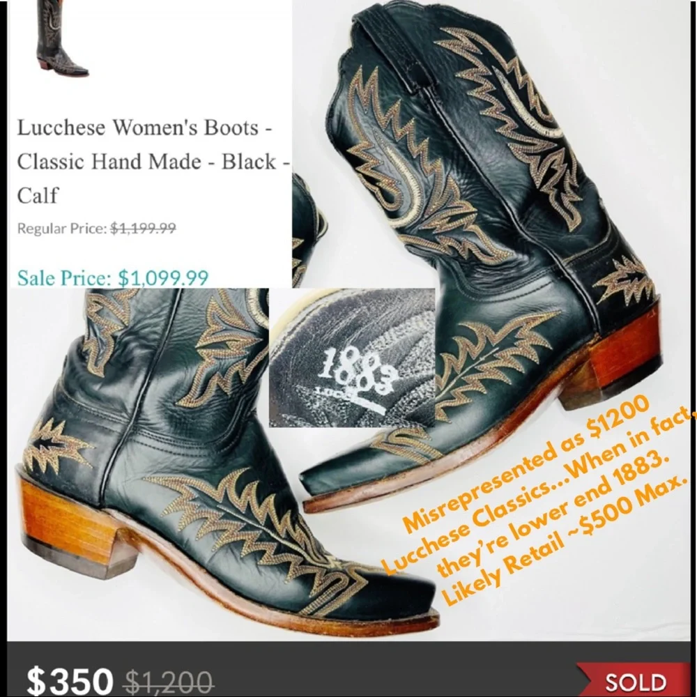 🛑 Buying Lucchese Cowboy Cowgirl Western Boots? Read this! - Picture 4 of 14